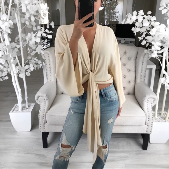 LAST// AQUAMARINE Beige Blone Tie - Picture 2 of 3